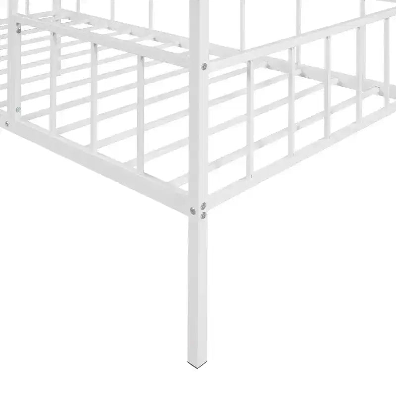 Lit Plateforme en Métal Taille Double Lit Cabane Bas avec Support à Lattes pour Tout-petits Adolescents Garçons Filles