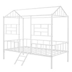 Lit Plateforme en Métal Taille Double Lit Cabane Bas avec Support à Lattes pour Tout-petits Adolescents Garçons Filles