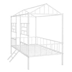 Lit Plateforme en Métal Taille Double Lit Cabane Bas avec Support à Lattes pour Tout-petits Adolescents Garçons Filles