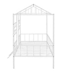 Lit Plateforme en Métal Taille Double Lit Cabane Bas avec Support à Lattes pour Tout-petits Adolescents Garçons Filles
