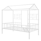Lit Plateforme en Métal Taille Double Lit Cabane Bas avec Support à Lattes pour Tout-petits Adolescents Garçons Filles