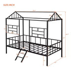 Lit Plateforme en Métal Taille Double Lit Cabane Bas avec Support à Lattes pour Tout-petits Adolescents Garçons Filles