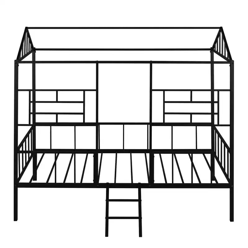 Lit Plateforme en Métal Taille Double Lit Cabane Bas avec Support à Lattes pour Tout-petits Adolescents Garçons Filles