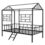 Lit Plateforme en Métal Taille Double Lit Cabane Bas avec Support à Lattes pour Tout-petits Adolescents Garçons Filles