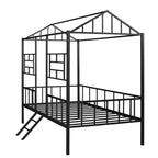 Lit Plateforme en Métal Taille Double Lit Cabane Bas avec Support à Lattes pour Tout-petits Adolescents Garçons Filles