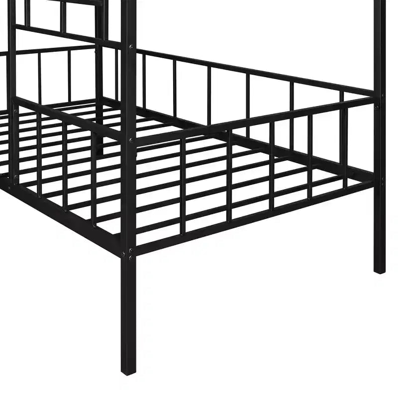 Lit Plateforme en Métal Taille Double Lit Cabane Bas avec Support à Lattes pour Tout-petits Adolescents Garçons Filles