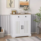 Meuble bas en panneaux de particules peu encombrant à deux portes