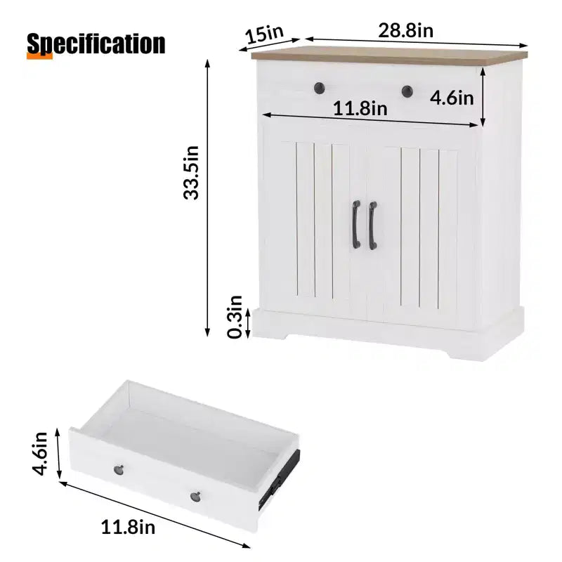 Meuble bas en panneaux de particules peu encombrant à deux portes