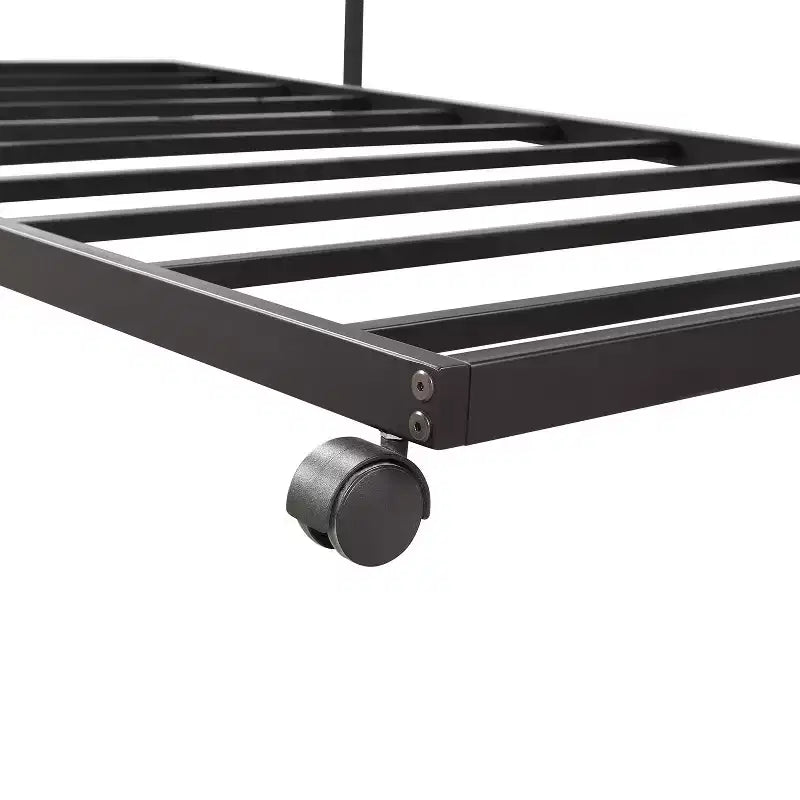 Lit de repos double en métal avec lit gigogne, cadre de lit de repos en métal avec lit gigogne coulissant pour salon, noir
