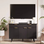 Buffet moderne cannelé de 47 po avec rangement, 3 portes et 2 tiroirs, étagères réglables, buffet d'appoint multifonctionnel, armoire de rangement