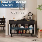 Buffet moderne cannelé de 47 po avec rangement, 3 portes et 2 tiroirs, étagères réglables, buffet d'appoint multifonctionnel, armoire de rangement