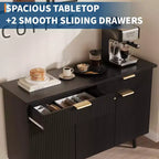 Buffet moderne cannelé de 47 po avec rangement, 3 portes et 2 tiroirs, étagères réglables, buffet d'appoint multifonctionnel, armoire de rangement