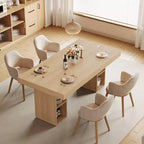 Table de salle à manger rectangulaire de 160 cm avec rangement, grande table à manger pour 6 personnes avec grand plateau et cadre robuste, table de cuisine en bois avec double piédestal