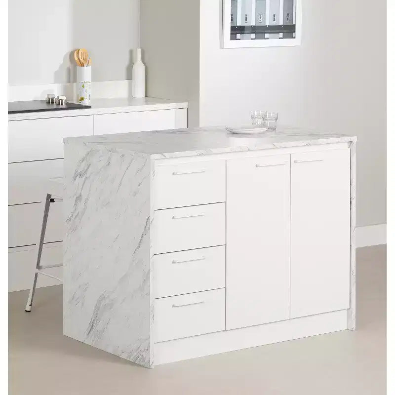 HomeStock Îlots de cuisine en mélamine de 92,7 cm de haut avec 2 portes et 1 étagère