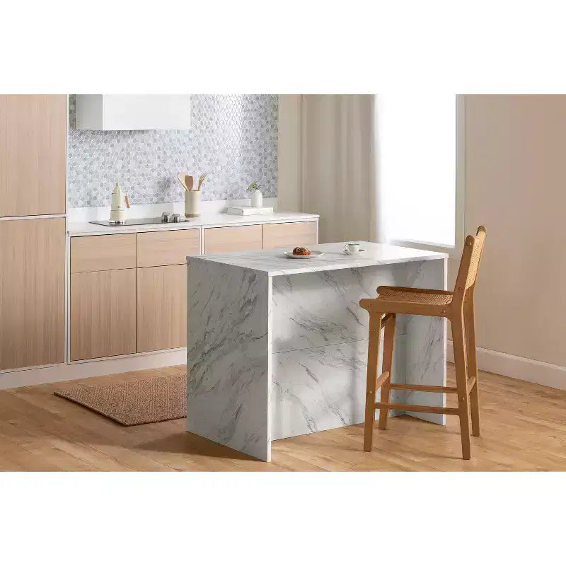 HomeStock Îlots de cuisine en mélamine de 92,7 cm de haut avec 2 portes et 1 étagère