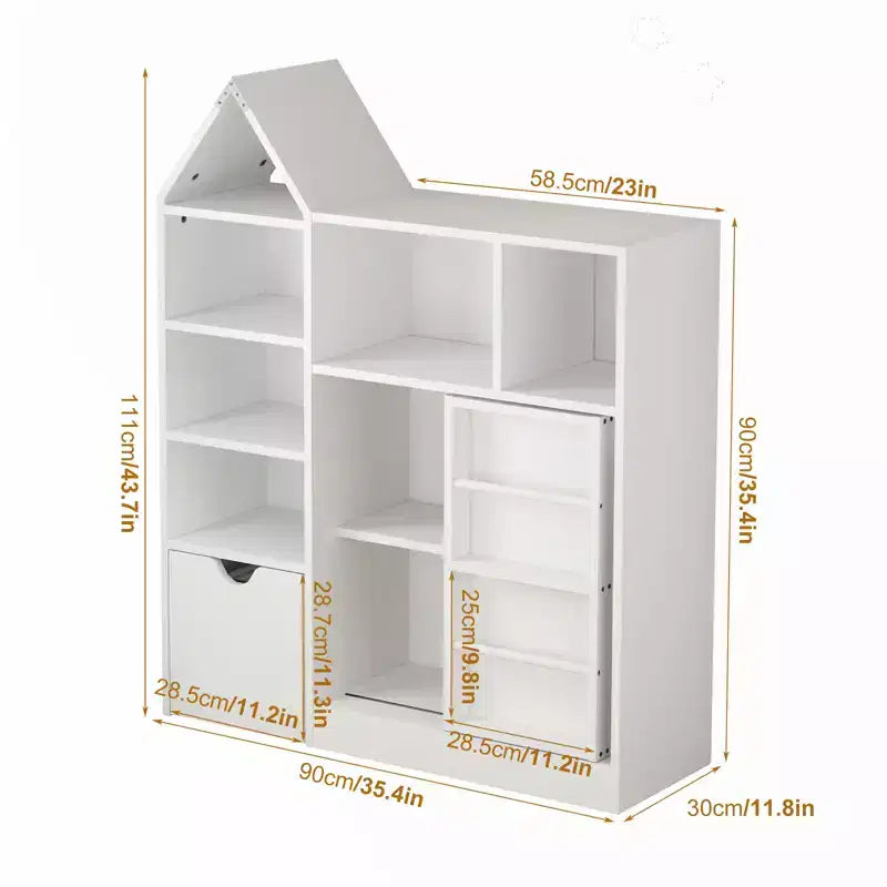 Étagère à Livres Enfant avec Tiroir Amovible, Bibliothèque 7 Casiers de Rangement, Meuble de Rangement Enfant pour Salle de Jeux, Chambre d'Enfant, Salle de Classe