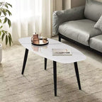 FurnitureR Table basse moderne de 110 cm, rectangulaire, style simple, table centrale minimaliste en bois pour salon (Marbre)