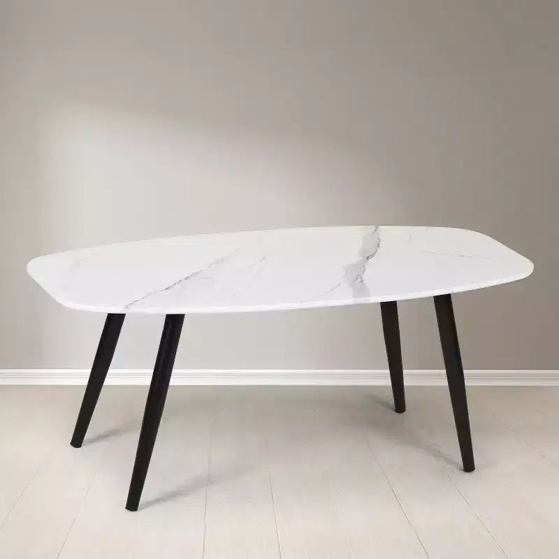 FurnitureR Table basse moderne de 110 cm, rectangulaire, style simple, table centrale minimaliste en bois pour salon (Marbre)
