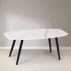 FurnitureR Table basse moderne de 110 cm, rectangulaire, style simple, table centrale minimaliste en bois pour salon (Marbre)