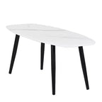 FurnitureR Table basse moderne de 110 cm, rectangulaire, style simple, table centrale minimaliste en bois pour salon (Marbre)