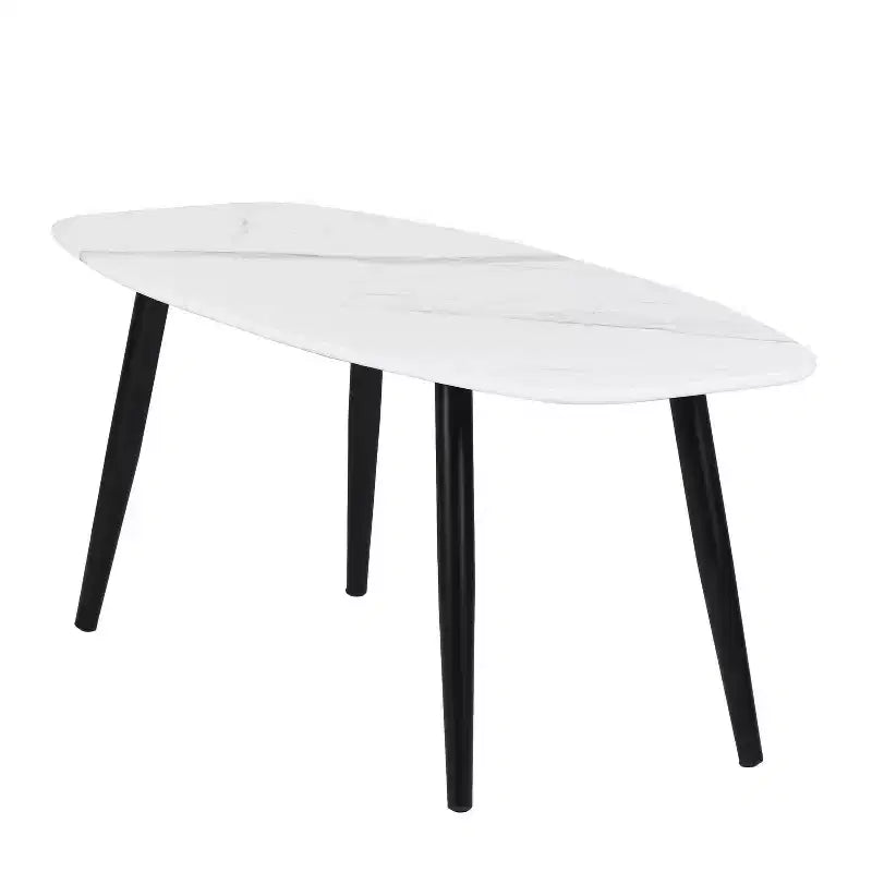 FurnitureR Table basse moderne de 110 cm, rectangulaire, style simple, table centrale minimaliste en bois pour salon (Marbre)