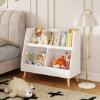 Étagère à Livres et Organisateur de Jouets Whisen Kids, Bibliothèque Ouverte, Organisateur de Rangement pour Bébé à 2 Niveaux avec Pieds - Blanc