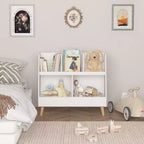 Étagère à Livres et Organisateur de Jouets Whisen Kids, Bibliothèque Ouverte, Organisateur de Rangement pour Bébé à 2 Niveaux avec Pieds - Blanc