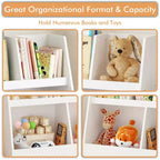 Étagère à Livres et Organisateur de Jouets Whisen Kids, Bibliothèque Ouverte, Organisateur de Rangement pour Bébé à 2 Niveaux avec Pieds - Blanc