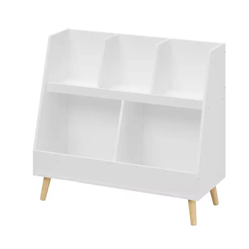 Étagère à Livres et Organisateur de Jouets Whisen Kids, Bibliothèque Ouverte, Organisateur de Rangement pour Bébé à 2 Niveaux avec Pieds - Blanc