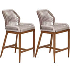 Lot de 2 tabourets de bar hauteur comptoir, tabourets de bar tissés en rotin avec dossier et accoudoirs