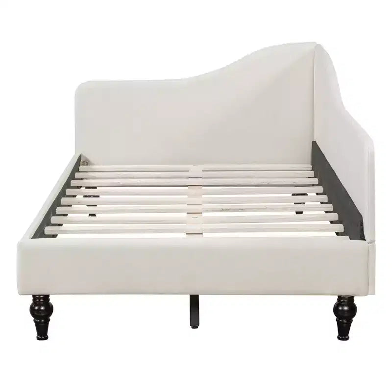 GDFStudio Gene - Lit de repos d'angle en lin avec pieds en bois massif