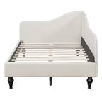 GDFStudio Gene - Lit de repos d'angle en lin avec pieds en bois massif