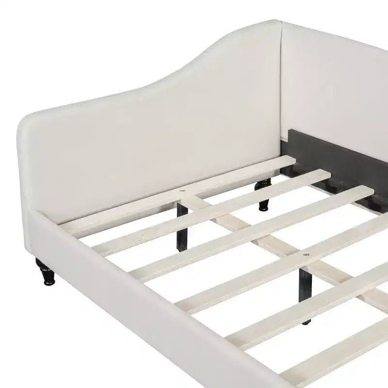 GDFStudio Gene - Lit de repos d'angle en lin avec pieds en bois massif