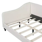 GDFStudio Gene - Lit de repos d'angle en lin avec pieds en bois massif