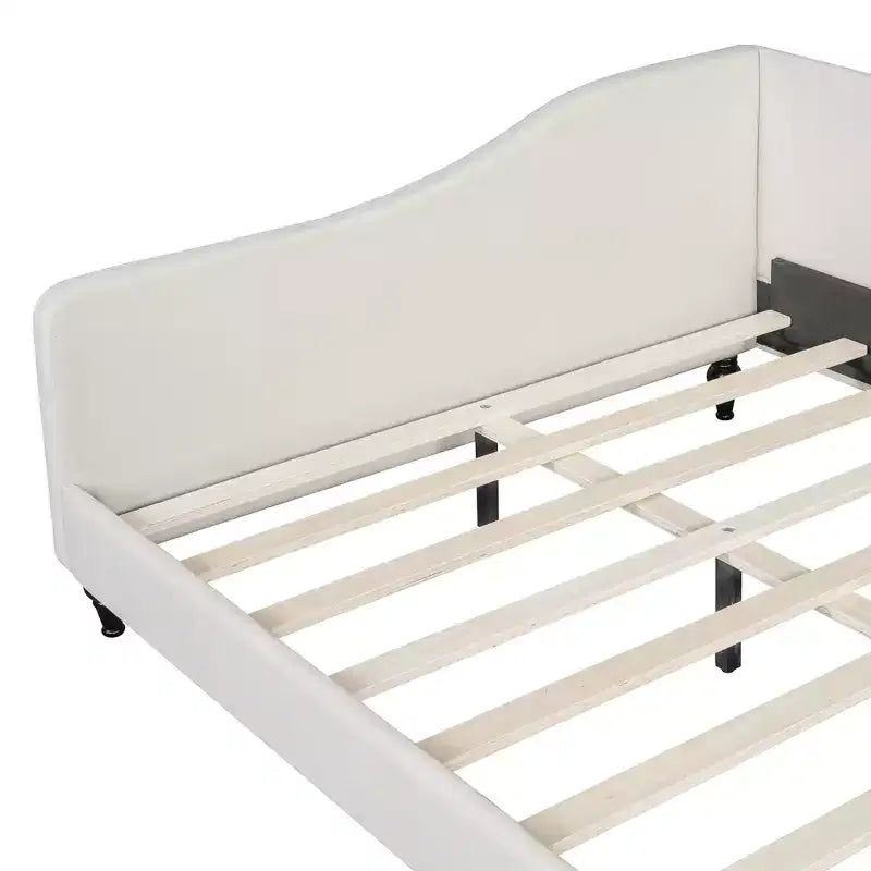 GDFStudio Gene - Lit de repos d'angle en lin avec pieds en bois massif