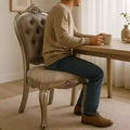 Royal Hampton 27 Inch Side Dining Chair Set of 2, Velvet, Antique Platinum Tone