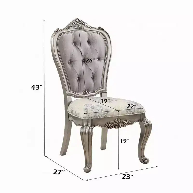 Lot de 2 chaises de salle à manger Royal Hampton de 27 pouces, velours, ton platine antique