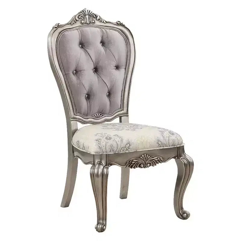 Lot de 2 chaises de salle à manger Royal Hampton de 27 pouces, velours, ton platine antique