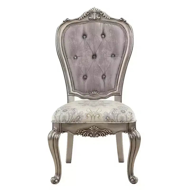 Lot de 2 chaises de salle à manger Royal Hampton de 27 pouces, velours, ton platine antique
