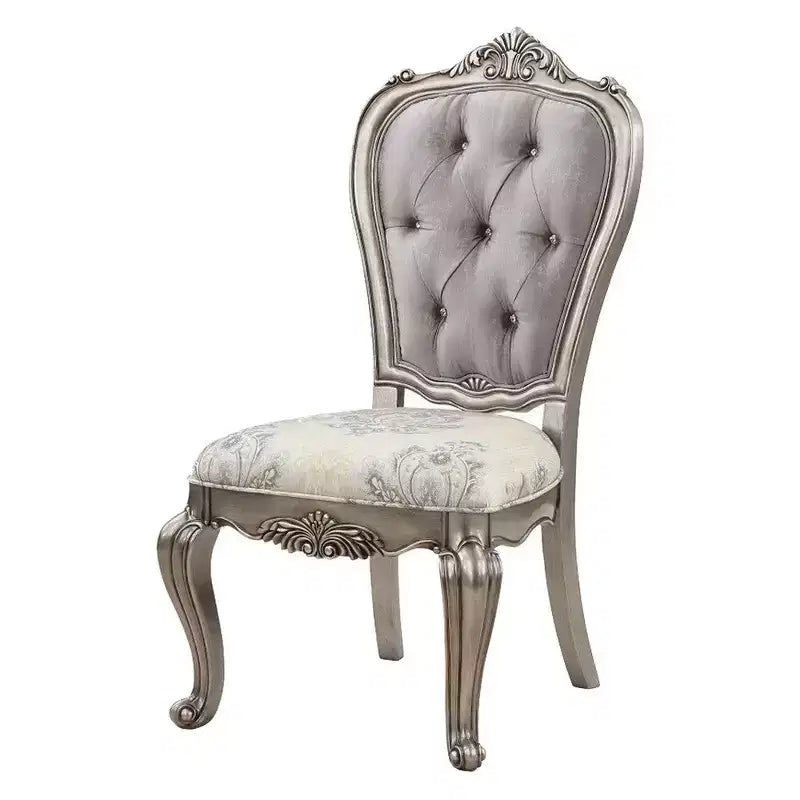 Lot de 2 chaises de salle à manger Royal Hampton de 27 pouces, velours, ton platine antique