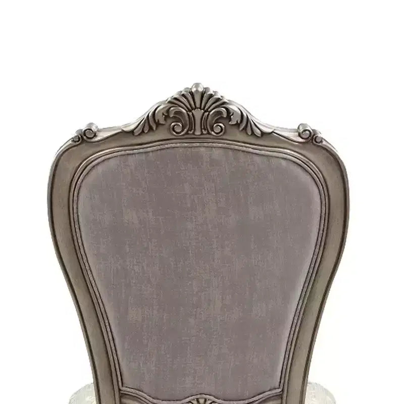 Lot de 2 chaises de salle à manger Royal Hampton de 27 pouces, velours, ton platine antique