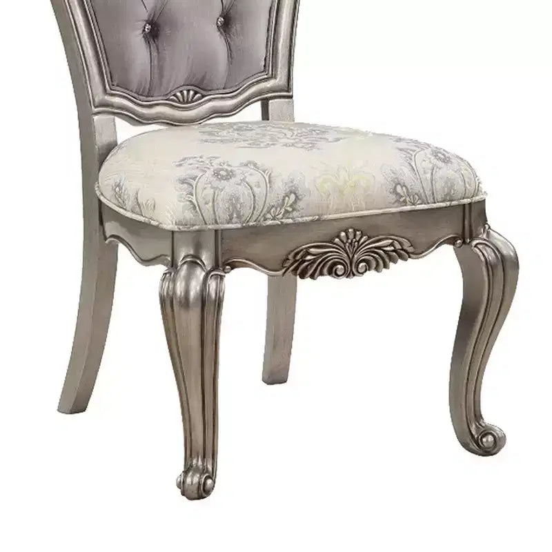 Lot de 2 chaises de salle à manger Royal Hampton de 27 pouces, velours, ton platine antique
