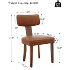 Deux chaises de salle à manger en lot, en cuir moderne, structure en bois, capacité de charge de 120 kg, facile à nettoyer, dossier incurvé.