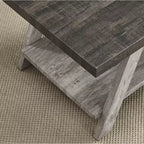 Table d'appoint avec étagère en bois contemporaine Roundhill Furniture Athens