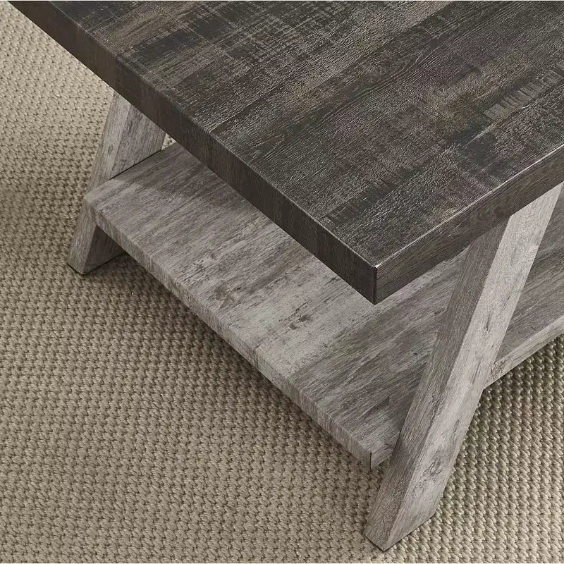 Table d'appoint avec étagère en bois contemporaine Roundhill Furniture Athens