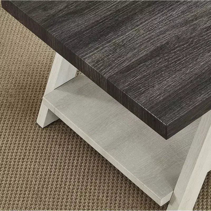 Table d'appoint avec étagère en bois contemporaine Roundhill Furniture Athens