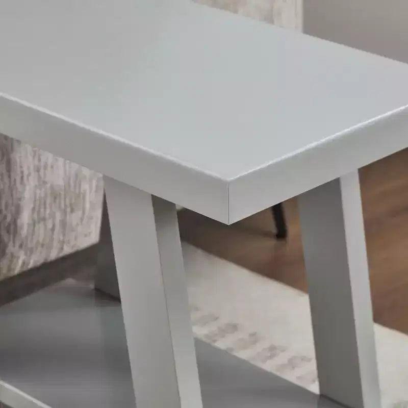 Table d'appoint avec étagère en bois contemporaine Roundhill Furniture Athens