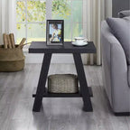 Table d'appoint avec étagère en bois contemporaine Roundhill Furniture Athens