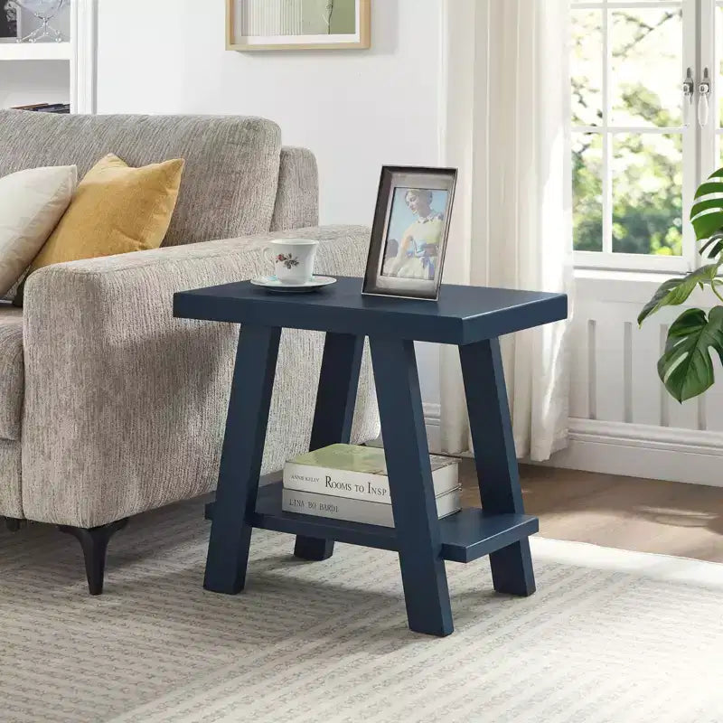 Table d'appoint avec étagère en bois contemporaine Roundhill Furniture Athens