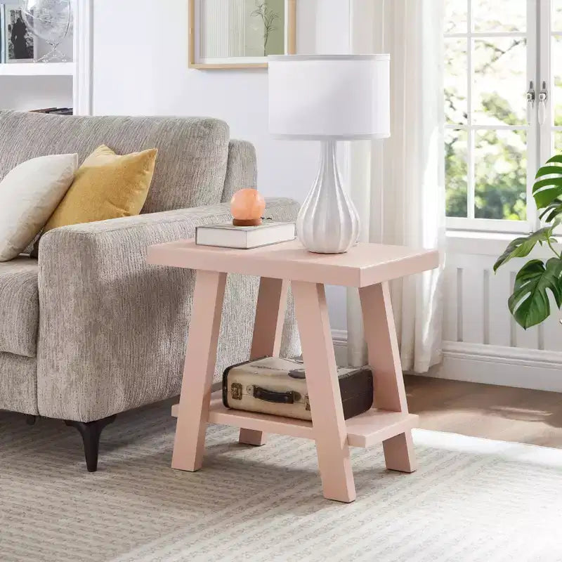Table d'appoint avec étagère en bois contemporaine Roundhill Furniture Athens